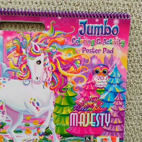 TWO Lisa Frank Jumbo Adult Coloring Activity Sticker Books Rainbow Majesty USED - Picture 6 of 16